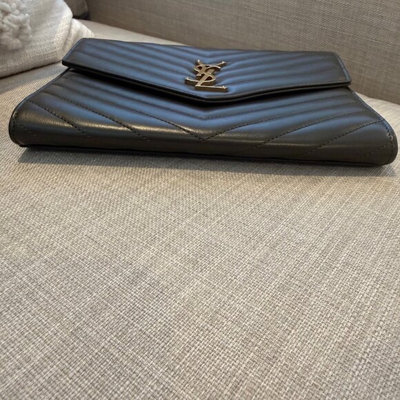 YSL Monogram Flap Clutch Bag- Dark Brown - Picture 4 of 10